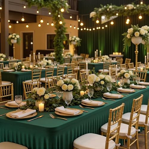 Miniatura 52 de Paquete de 2 manteles rectangulares blancos, lavables y elásticos para mesas de 6 pies, sin arrugas y reutilizables, ideales para fiestas