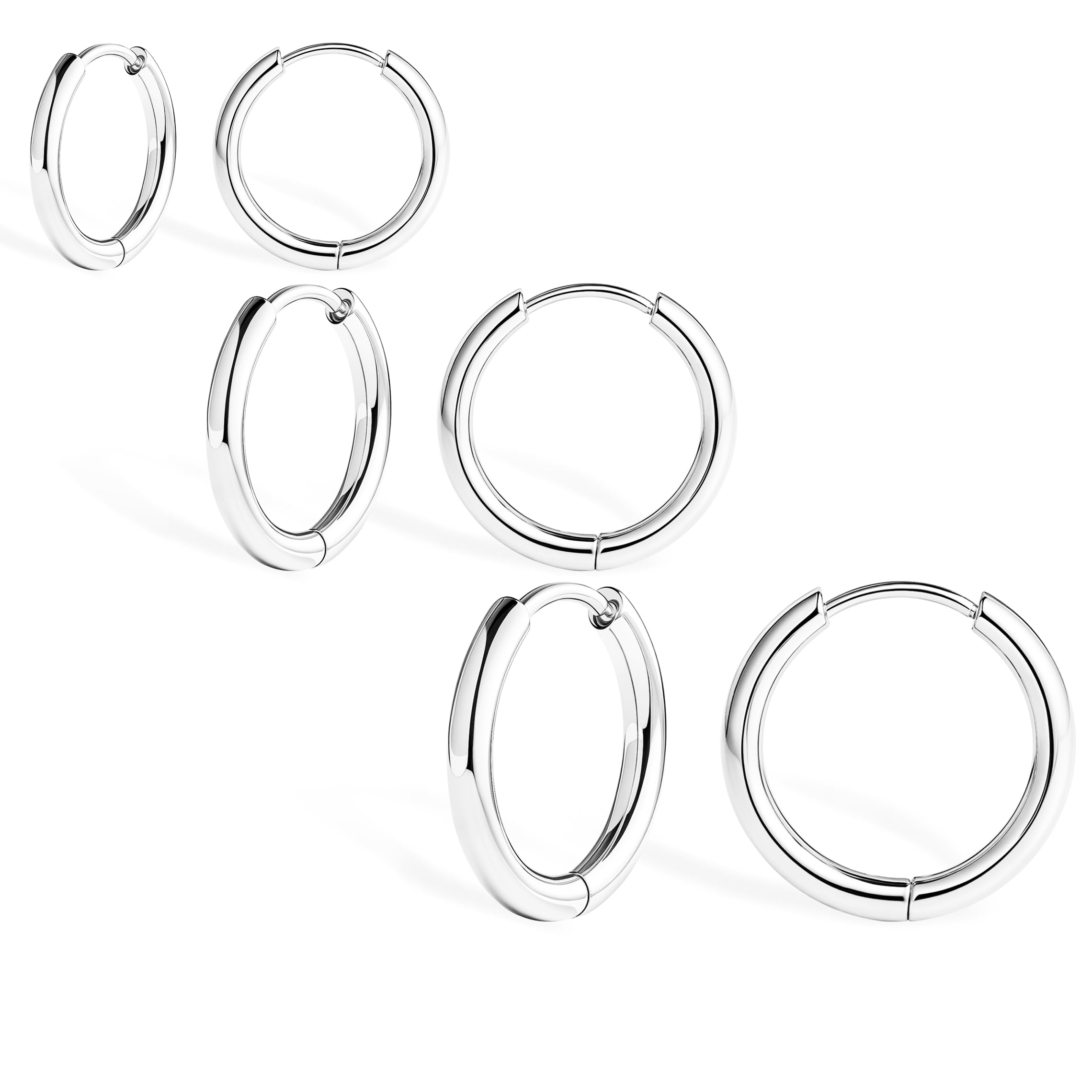 316L Surgical Stainless Steel Hoop Earrings Set for Women 6mm 8mm 10mm 12mm Hypoallergenic Lightweight Cute Mini Cartilage Helix Targus Conch Rook Lobes Sleeper Everyday Earrings for Multiple Piercing