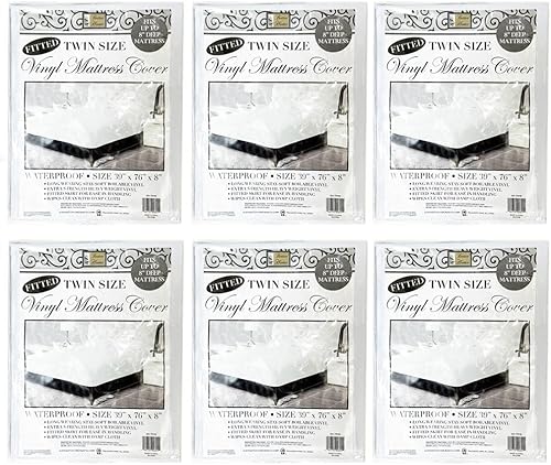 Paquete de 6 fundas de colchón de vinilo de alta calidad, impermeables, resistentes, tamaño individual
