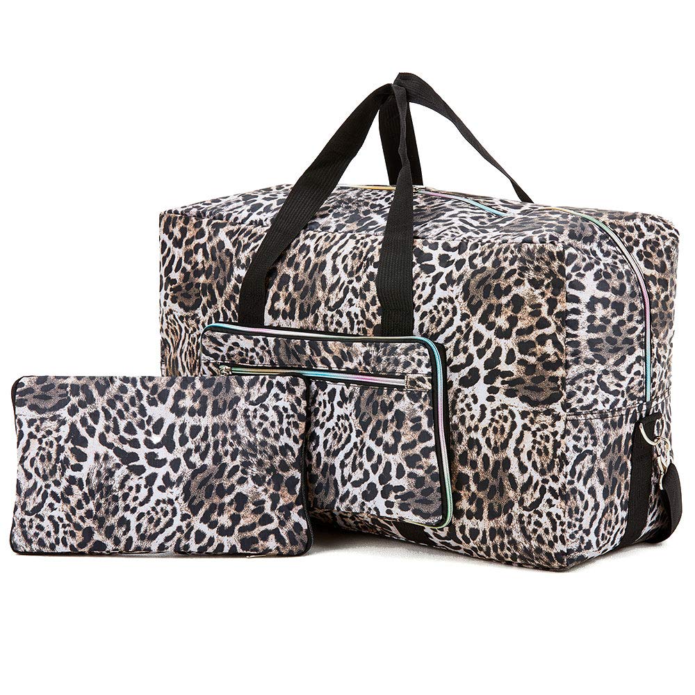 Arxus Grande Borsone Pieghevole da Borsone da Trasporto con Borsa da Viaggio e Tracolla (Leopardato)