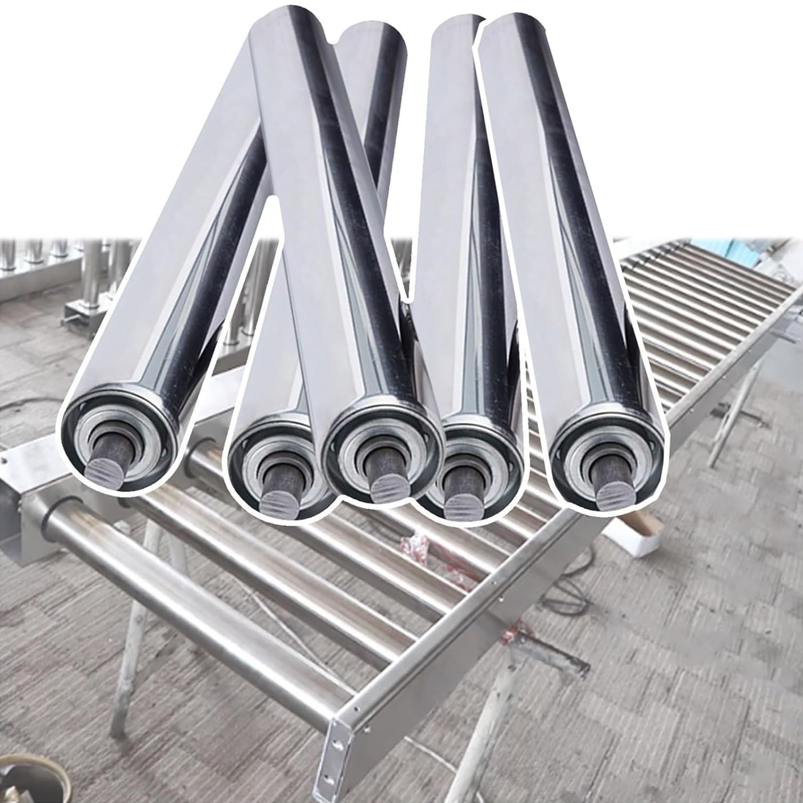 Rouleaux de convoyeur personnalisables lot de 5 pièces en acier pour l'industrie du bois