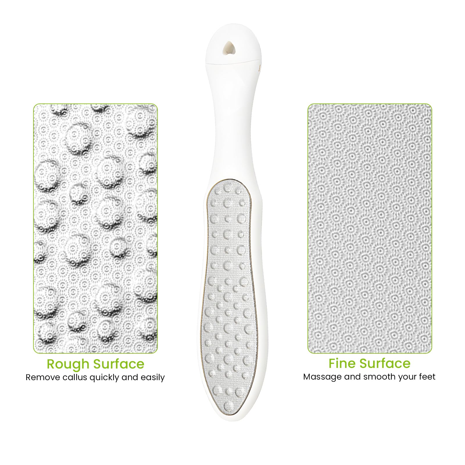 maxtachi 2 in 1 Feet Hard Skin Remover, Double Side Pedicure Foot File, Dead Hard Cracked Skin Calluses Remover, Highly Effective Foot File for Foot Spa-White - Image 2