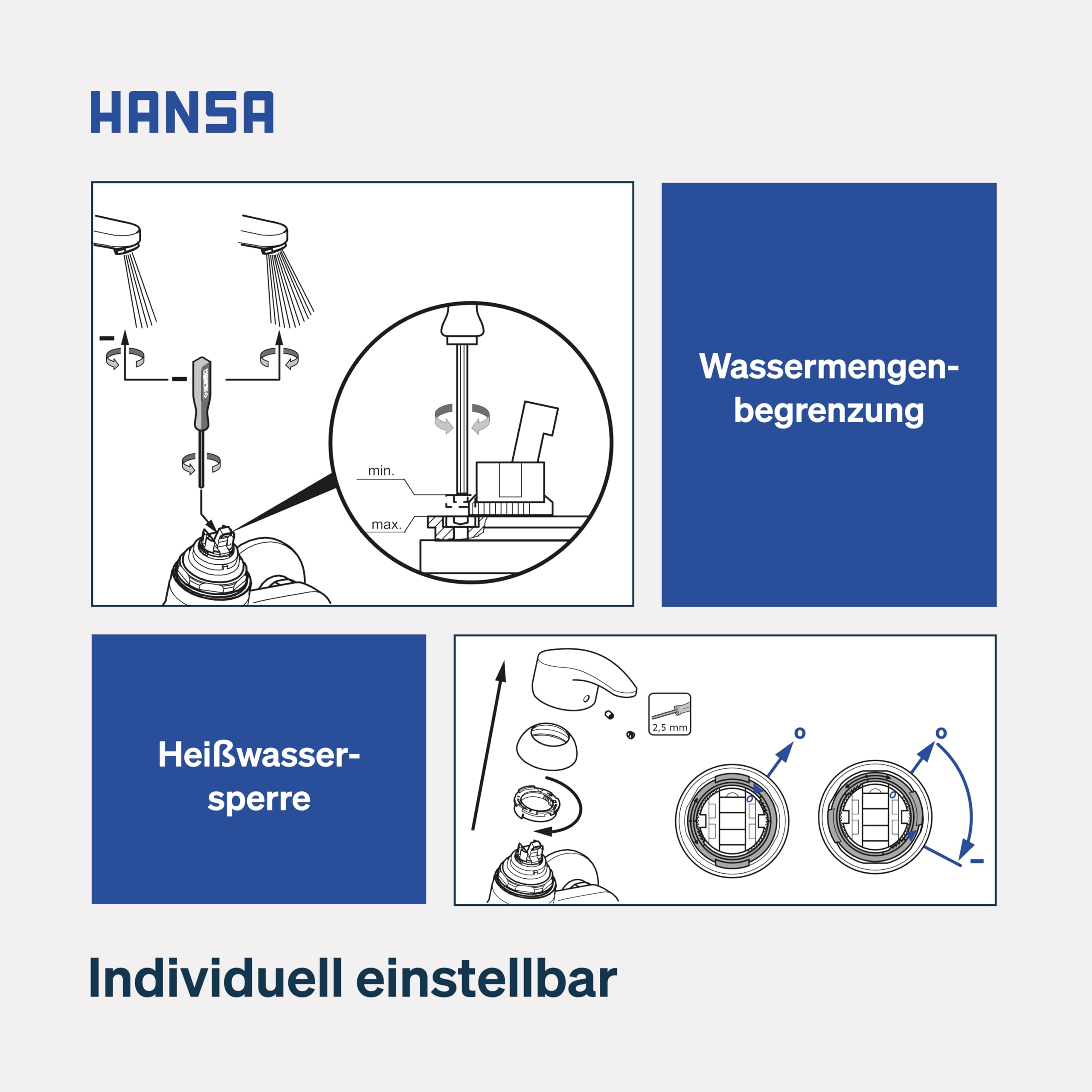 HANSA MIX Duscharmatur I Wassersparender Einhebelmischer mit Wasserbremse I Mischbatterie Dusche mit Temperatur- und Wassermengenbegrenzer I G 1/2 Standard-Anschluss für Duschkopf mit Schlauch | Chrom