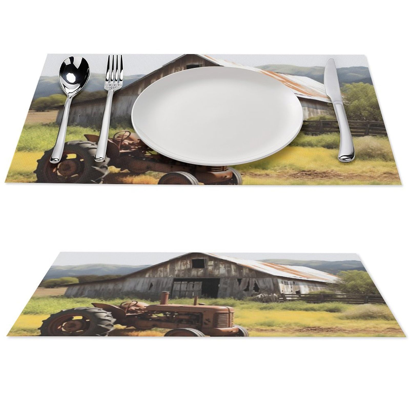 Sets de table en bois rouillé tracteur de grange 45 x 30 cm pour table salle à manger