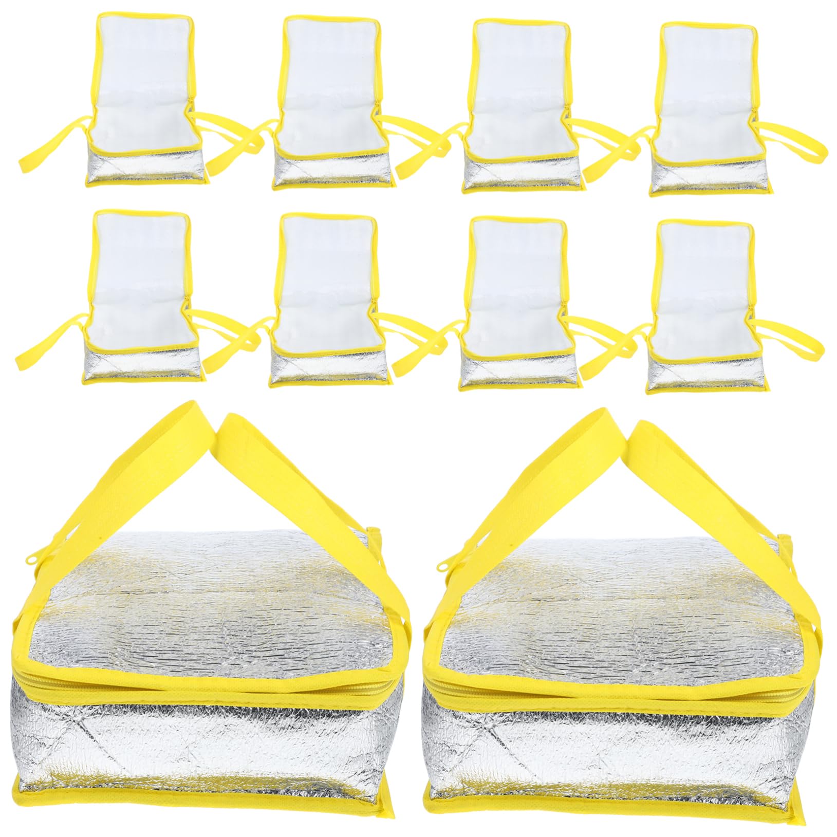 CIYODO 10Pcs Insulated Pizza Bags Thermal Cooler Bags for Hot Cold Food Transport Reusable Insulated Shipping