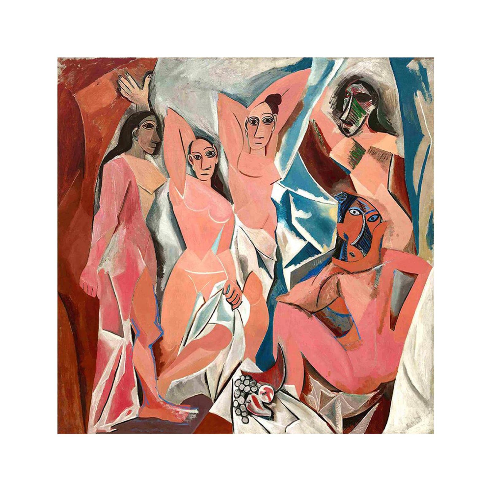 Xiangpeifbh Unframed Picasso Famous Painting Les Demoiselles D'avignon Canvas Poster Woman Artwork Prints Abstract Wall Picture For Room Decor 80X80cm(31X31in)