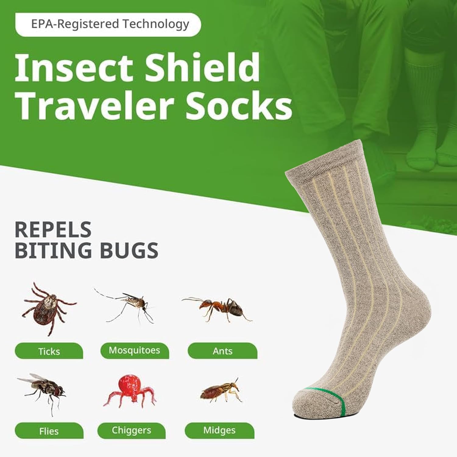 Insect Shield Traveler Socks With Permethrin Bug Repellant - Protective Clothing for Men & Women - Image 4