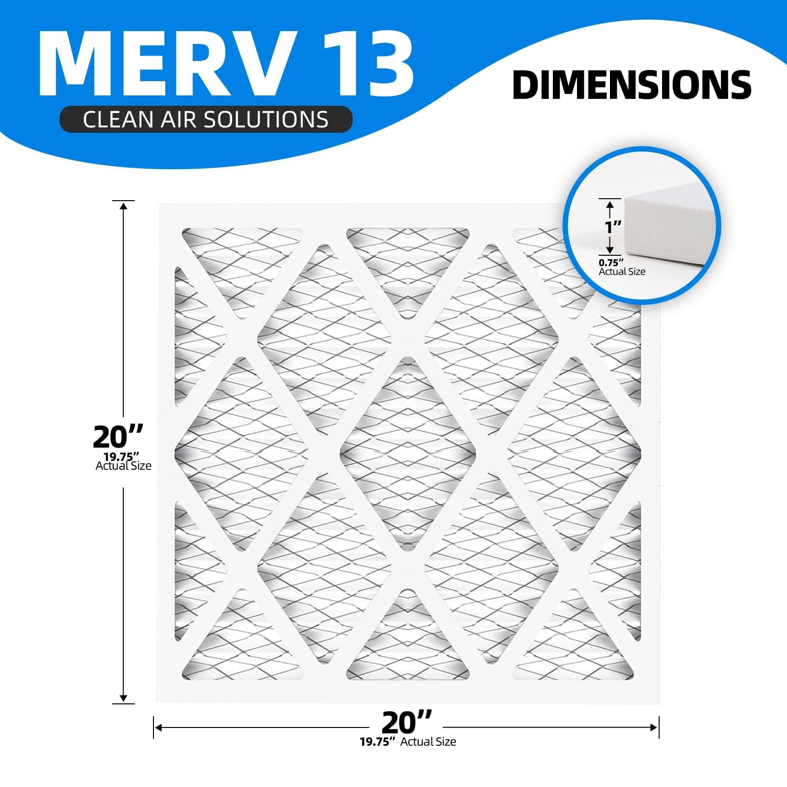 Filtro de aire para estufa, MPR 1900 y FPR 10, MERV 13, filtro de aire plisado, 20 x 20 x 1 cm, paquete de 12 unidades (tamaño real: 50 x 50 x 1,9 cm)