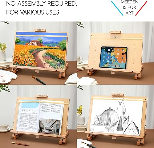 Miniatura 6 de MEEDEN Caballete grande para tablero de dibujo, madera de haya maciza, marco en H, caballete ajustable para artistas, adolescentes y pintores, con