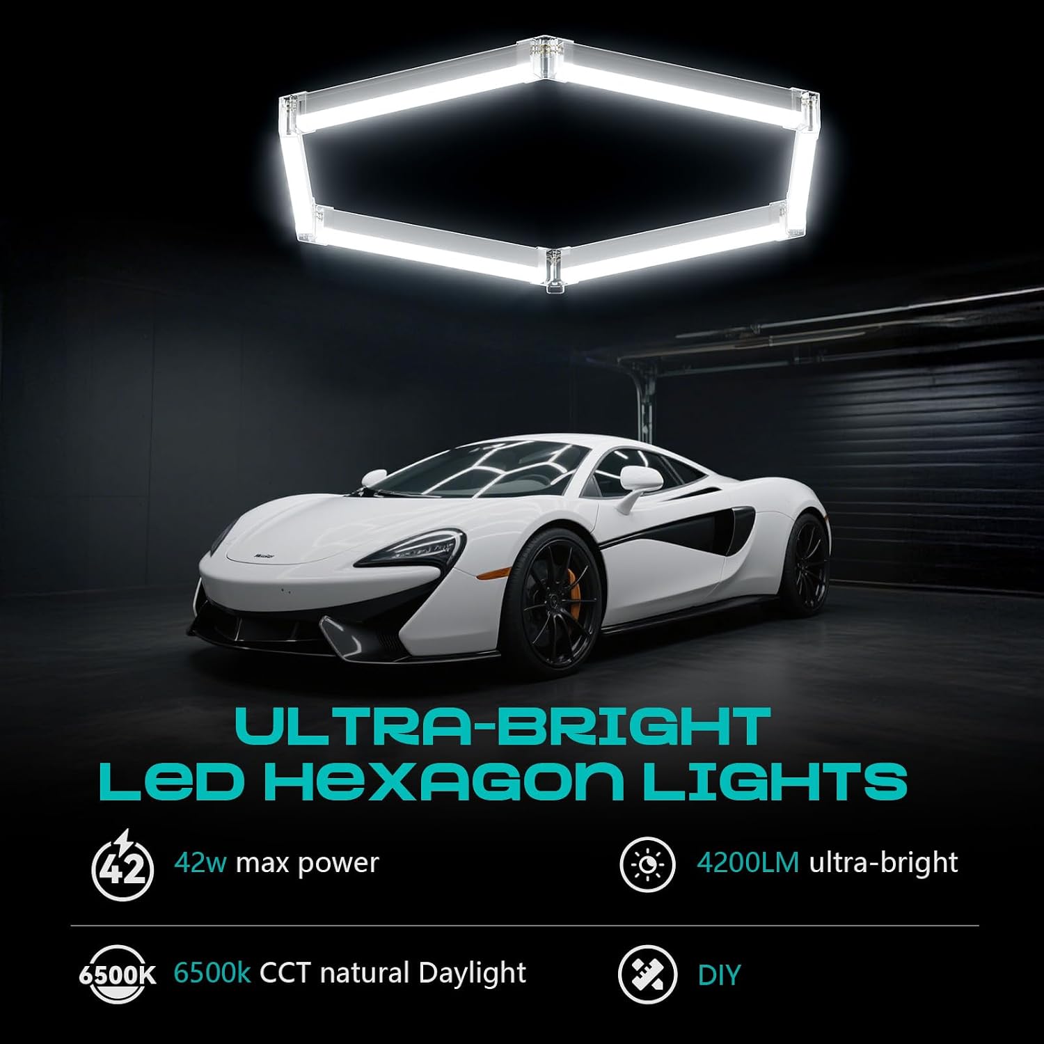Hexagon Garage Lights, Hexagon Lights Easy Install Super Bright Garage Lighting Ceiling LED for Garages Workshop Warehouse Basement Gym image 4