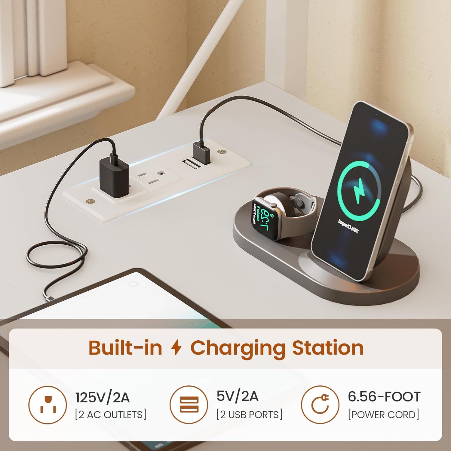 Itaar L Shaped Gaming Desk with 5 Drawers and Storage Shelves, Reversible Computer Desk with Bookshelf for Home Office, L Shaped Corner Desk with LED Lights, Power Outlets and Storage Bag, White