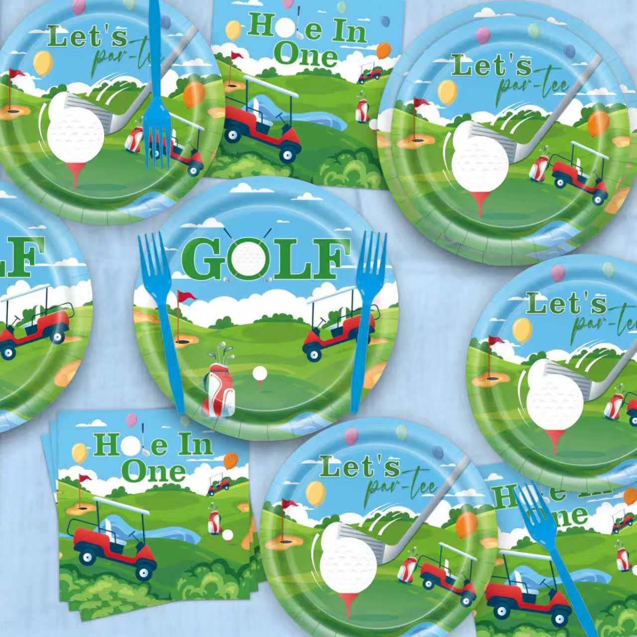 Golf Party Decorations, Golf Birthday Party Decorations with Golf Plates, 96Pcs Hole in One Birthday Decorations with Golf Party Plates and Napkins, Serves 24 - Image 4