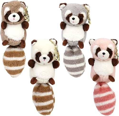 refavor Juego de animales de peluche de mapache  4 piezas de juguete de peluche de mapache pequeño a granel colorido a granel muñeca de peluche para