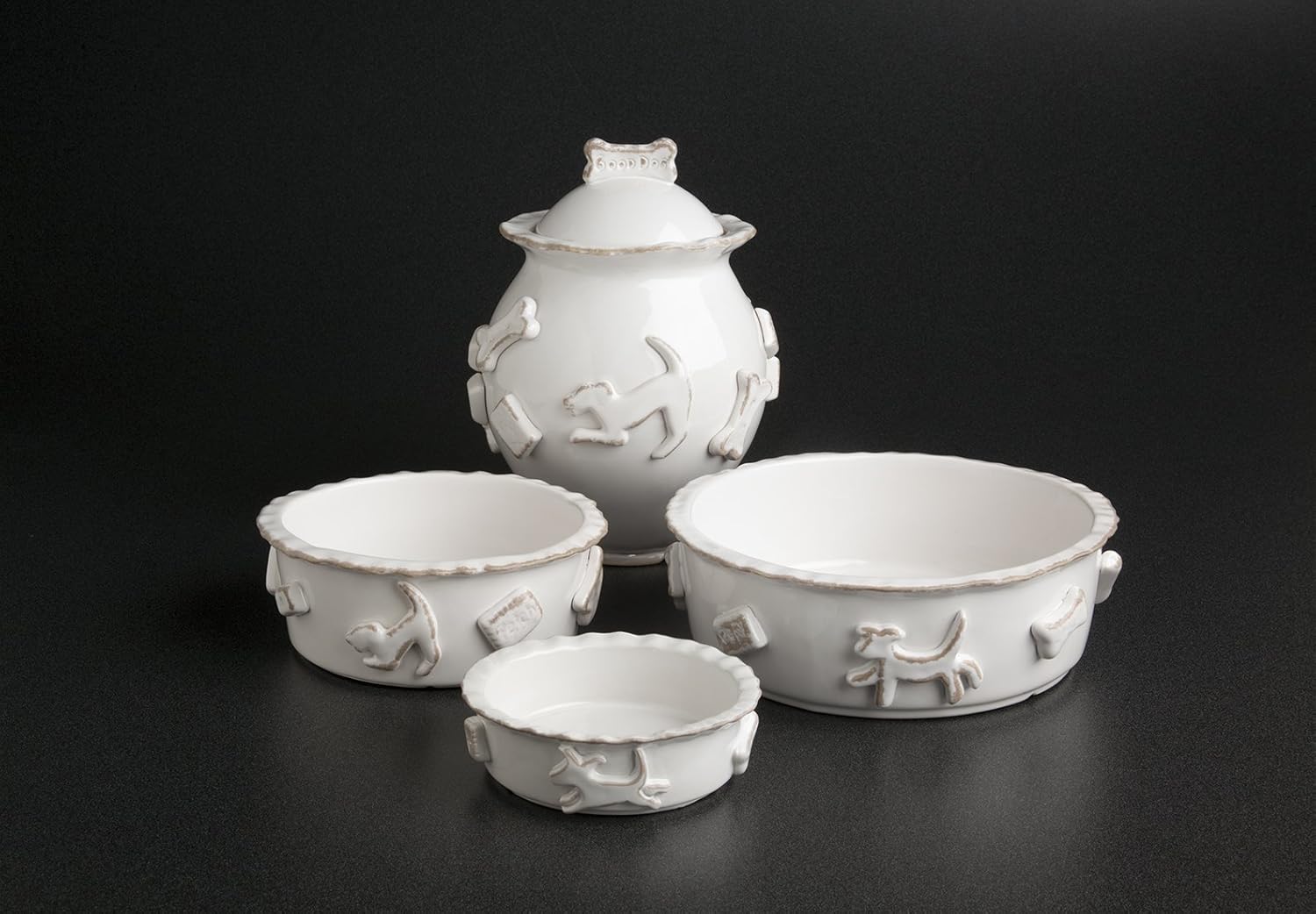 Carmel Ceramica Pdsw3010 French White Dog Food/Water Bowl, Small