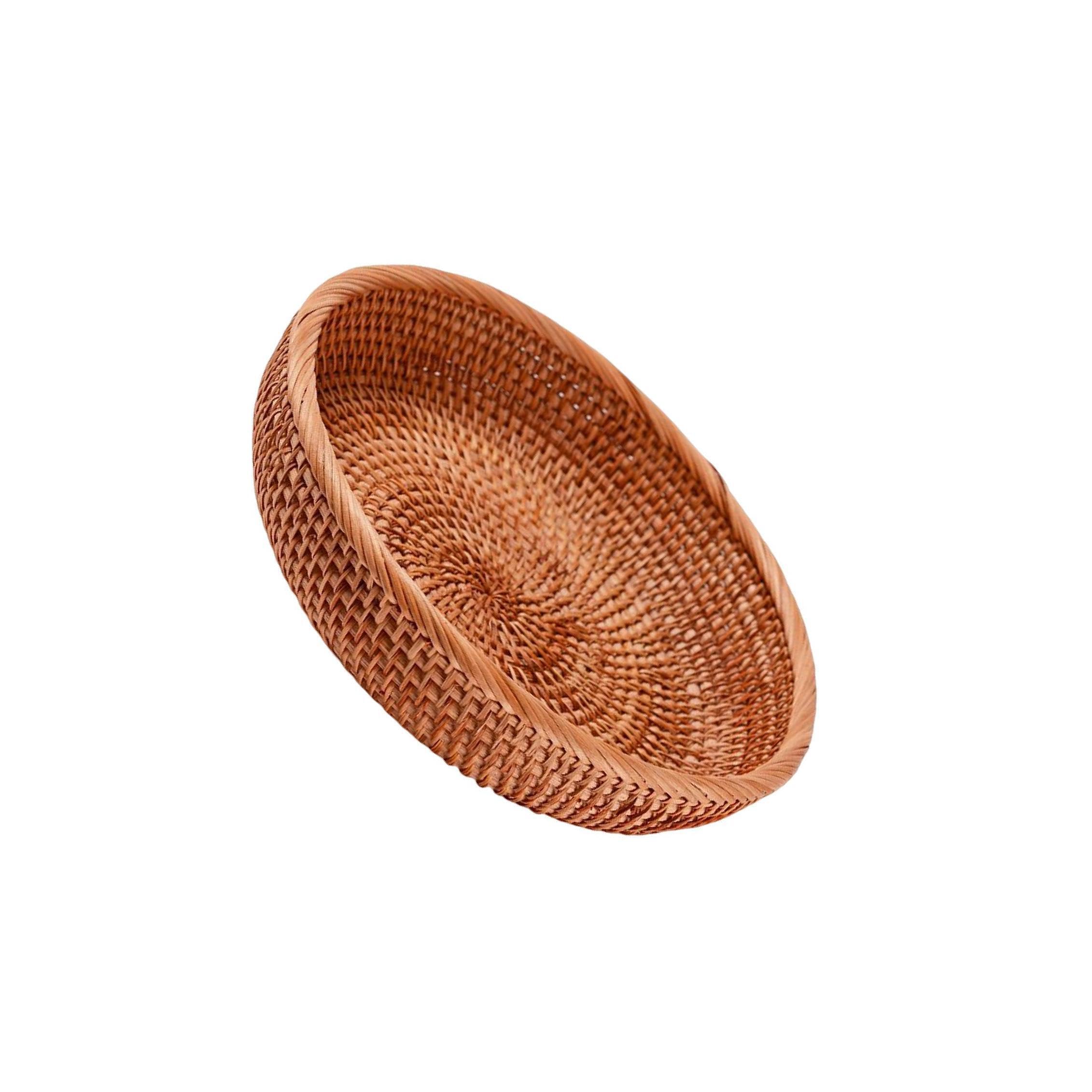 QIXCXAZ Multifunctional Round Basket Beautifully Handcrafted For Holding Fruits Snacks Bread And Wallets Organic Look Handwoven Storage Basket Tabletop, L