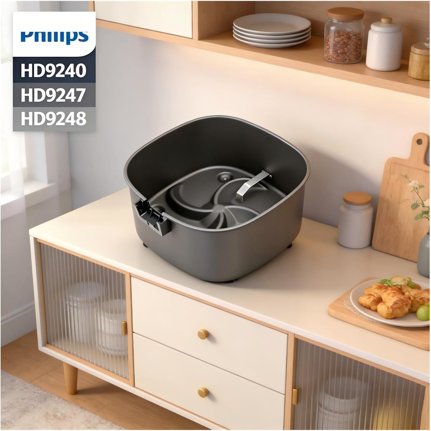 Air Fryer，multifunction Air Fryer Basket，-(Compatible For Philips)，HD9240 HD9247 HD9248 Oil Pan Maintenance Accessories