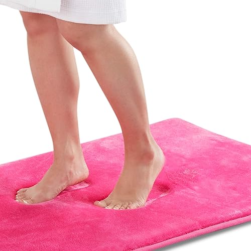 Miniatura 16 de Genteele Tapete de baño de espuma viscoelástica, antideslizante, absorbente, súper acogedor, de terciopelo (17 x 24 pulgadas, color beige)