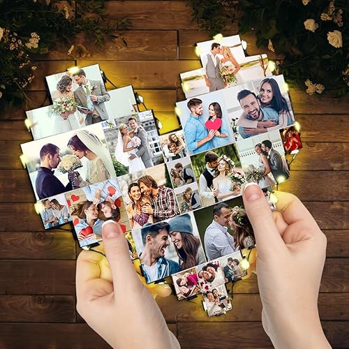 Miniatura 3 de Luz de pared personalizada con collage de fotos de corazón, marcos de collage de fotos personalizados con luz LED, lámpara de collage de fotos