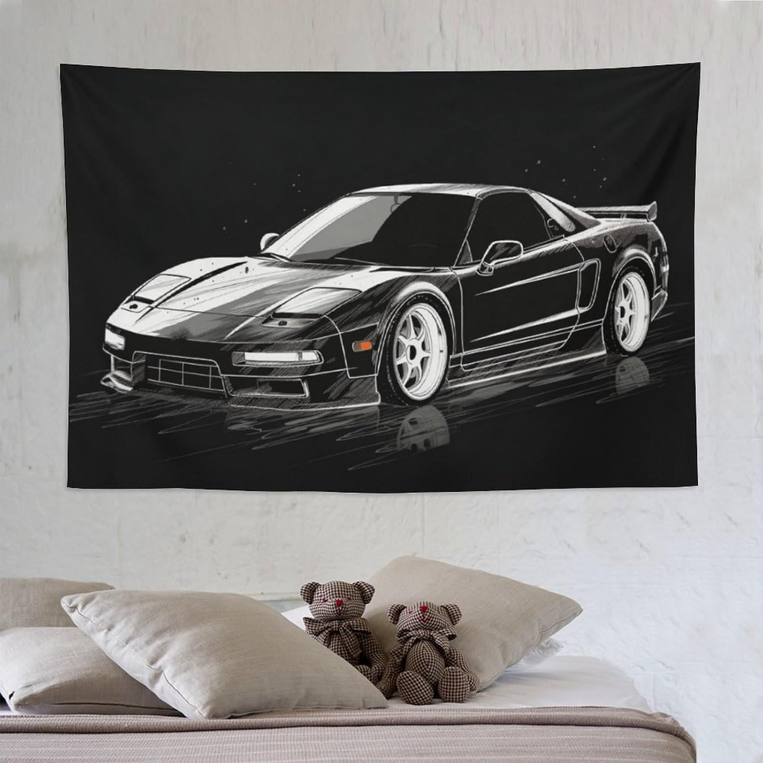 FeoYoed Tapestry Wall Hanging Aesthetic Decoration For Bedroom Living Room Wall Art Tapestries Japanese Jdm Car Nsx Black Cool Handsome. 60"x90"