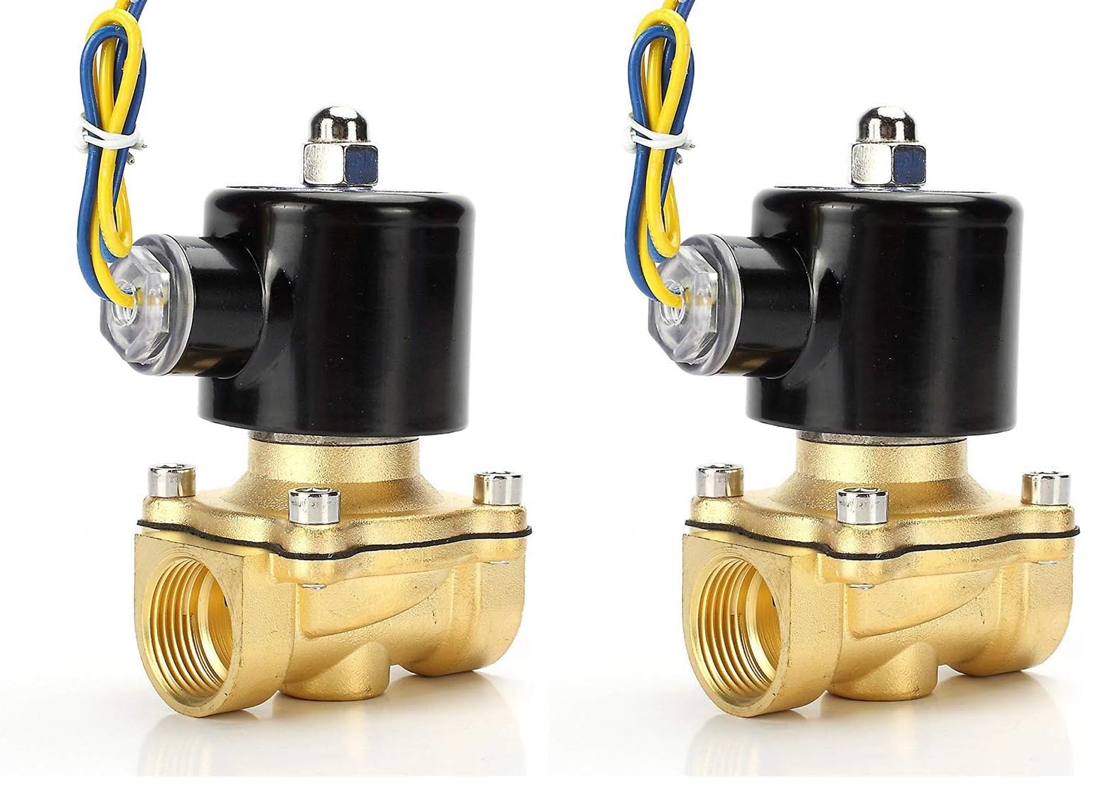 Beduan Brass Electric Solenoid Valve, 1/2" 12V Air Valve Normally Colsed for Water Air Gas Fuel Oil (Pack of 2)