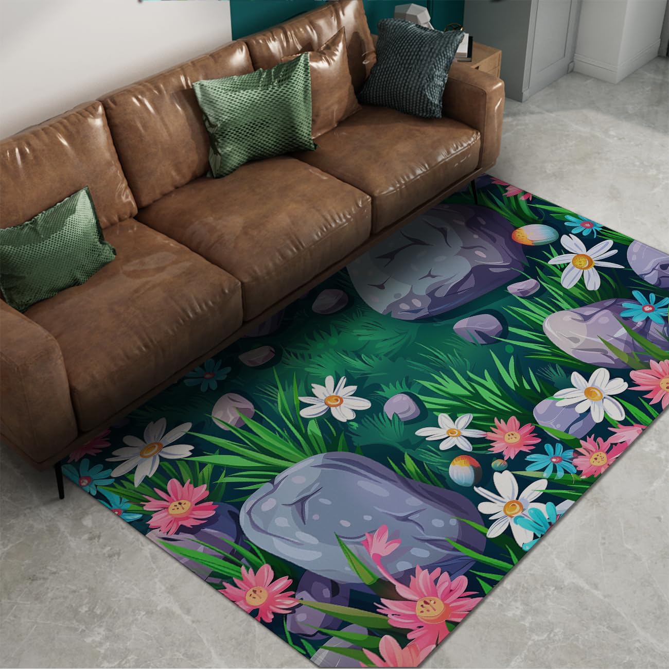 Carpette mignon en marguerite 180x270cm pour décorer la chambre enfant