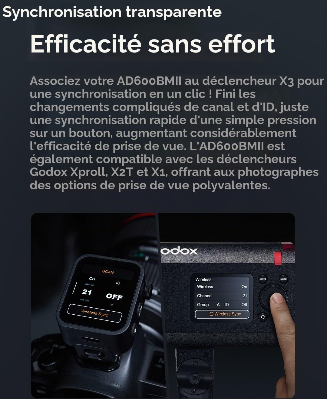 Godox AD600BMII AD600BM II AD600 BM II Bowens Mount 600Ws GN87 HSS Flash stroboscopique extérieur Monolight,Temps de Recyclage de 0,01 à 1,9 s, Batterie au Lithium 10,8 V/8940 mAh