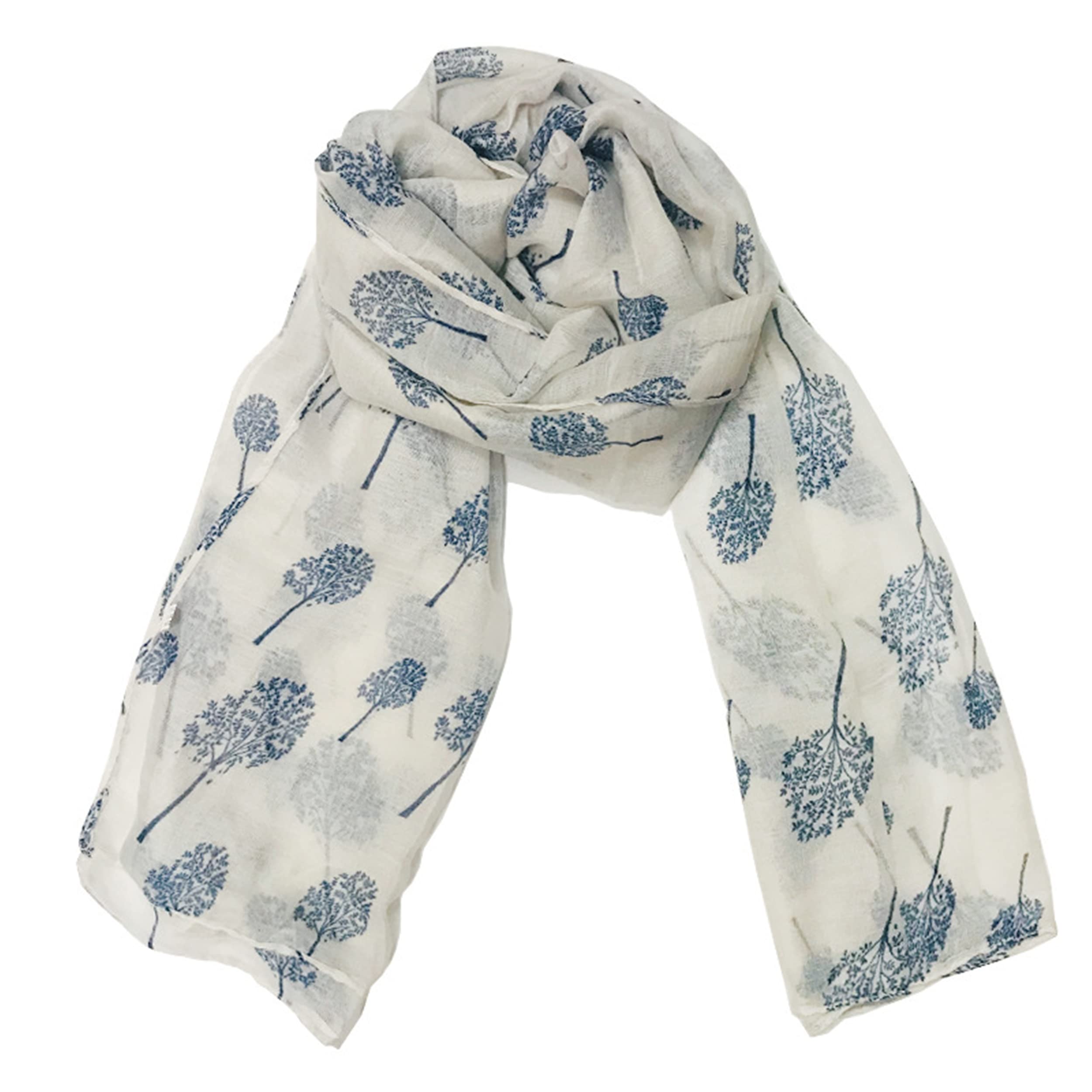 A Liittle Tree Women's White - Small Tree Print Lady Soft Scarf Scarves Headscarf (White)