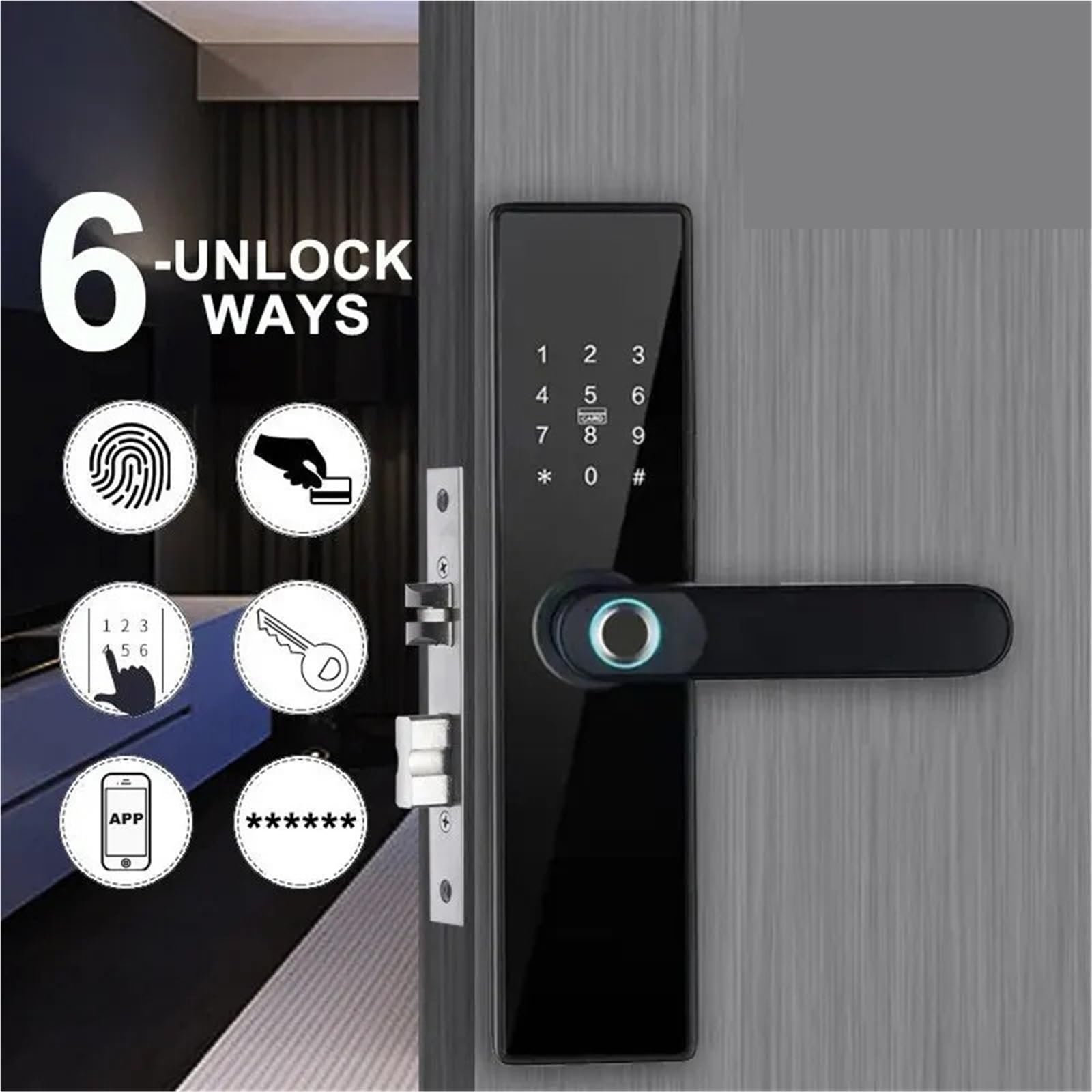 Serratura intelligente, Smart Lock Impronta digitale Password 13,56 MHz Serratura elettronica Accesso senza chiave Tipo C USB Home Intelligence