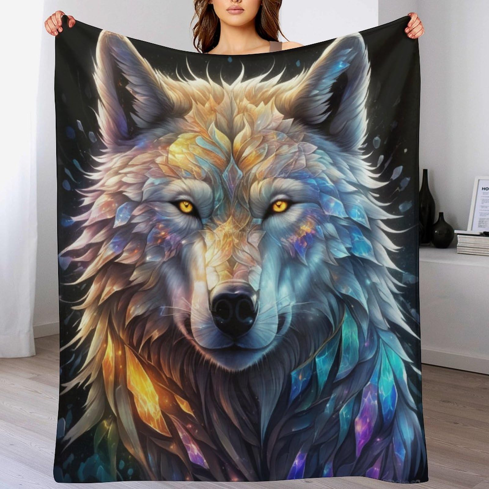 Couverture Polaire Loup Idée Cadeau Idéale Plaid Canapé Flanelle Douce