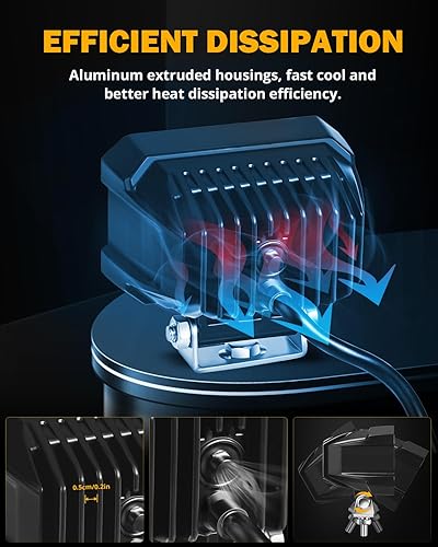 Miniatura 4 de Auxbeam Luces LED de conducción de 4.5 pulgadas, focos de haz de conducción de cubos todoterreno con luz blanca DRL y ámbar intermitente, 120 W,