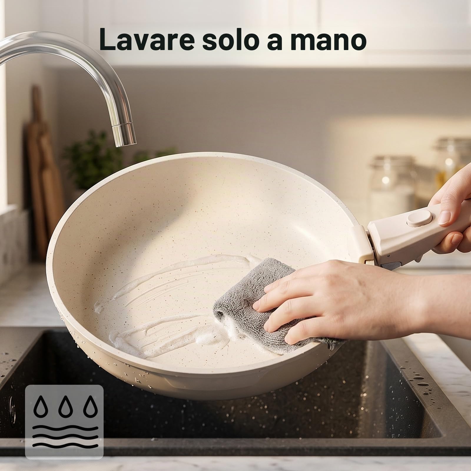JEETEE Set di pentole e padelle antiaderenti, 19 pezzi, set di pentole da cucina con manico staccabile, set di pentole antiaderenti a induzione con manico rimovibile, pentole impilabili per camper