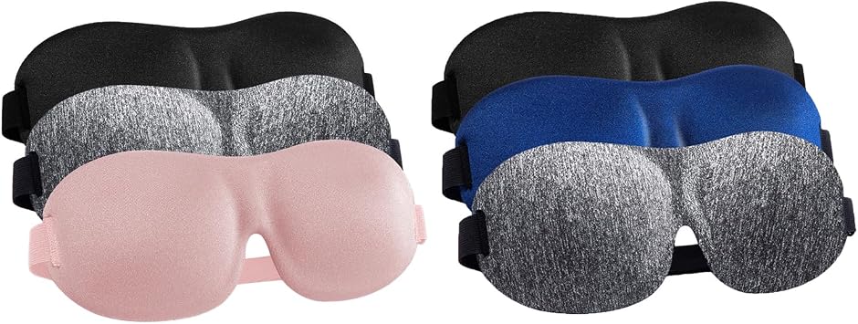 Sleep Mask for Side Sleeper 6 Pieces, 100% Blackout 3D Eye Mask for Sleeping, Night Blindfold for Men Women