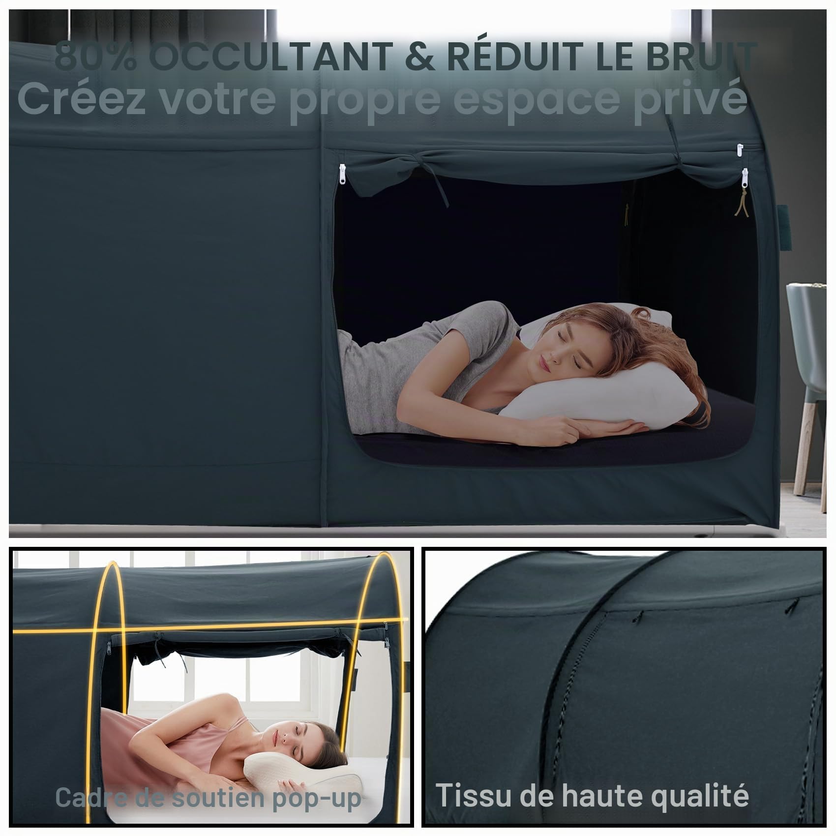 Alvantor Bed Tent Ciel de lit Unisexe, Charbon, 190x99x22 cm (Pack of 1)