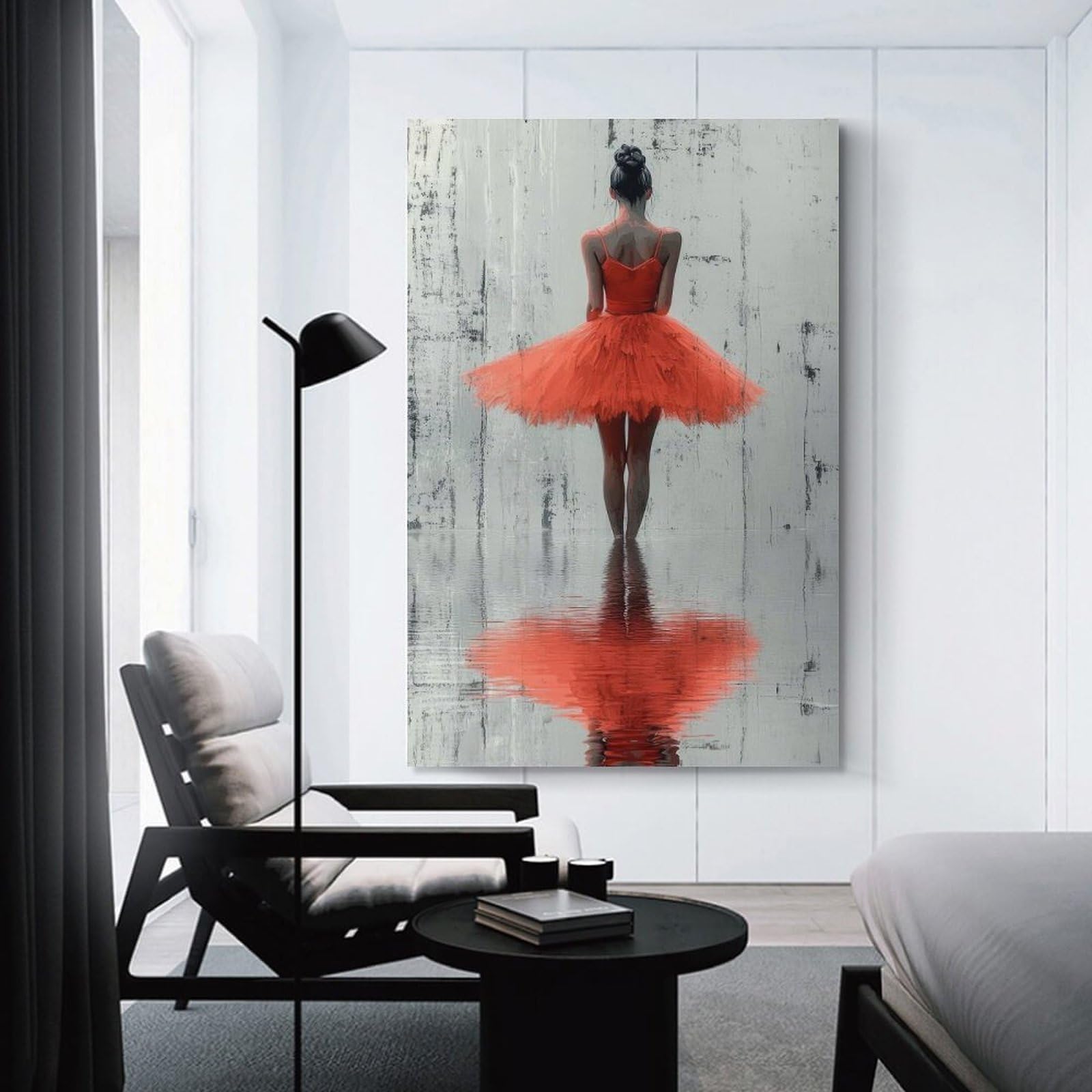 Junmoney Unframe-Style-4 Ballet Dancer In Red Hanging Wall Art, 16X24inch(40X60cm), For Entrance Walls, Hall Decor Or Foyers, Wall Decor To Refresh Empty Corners