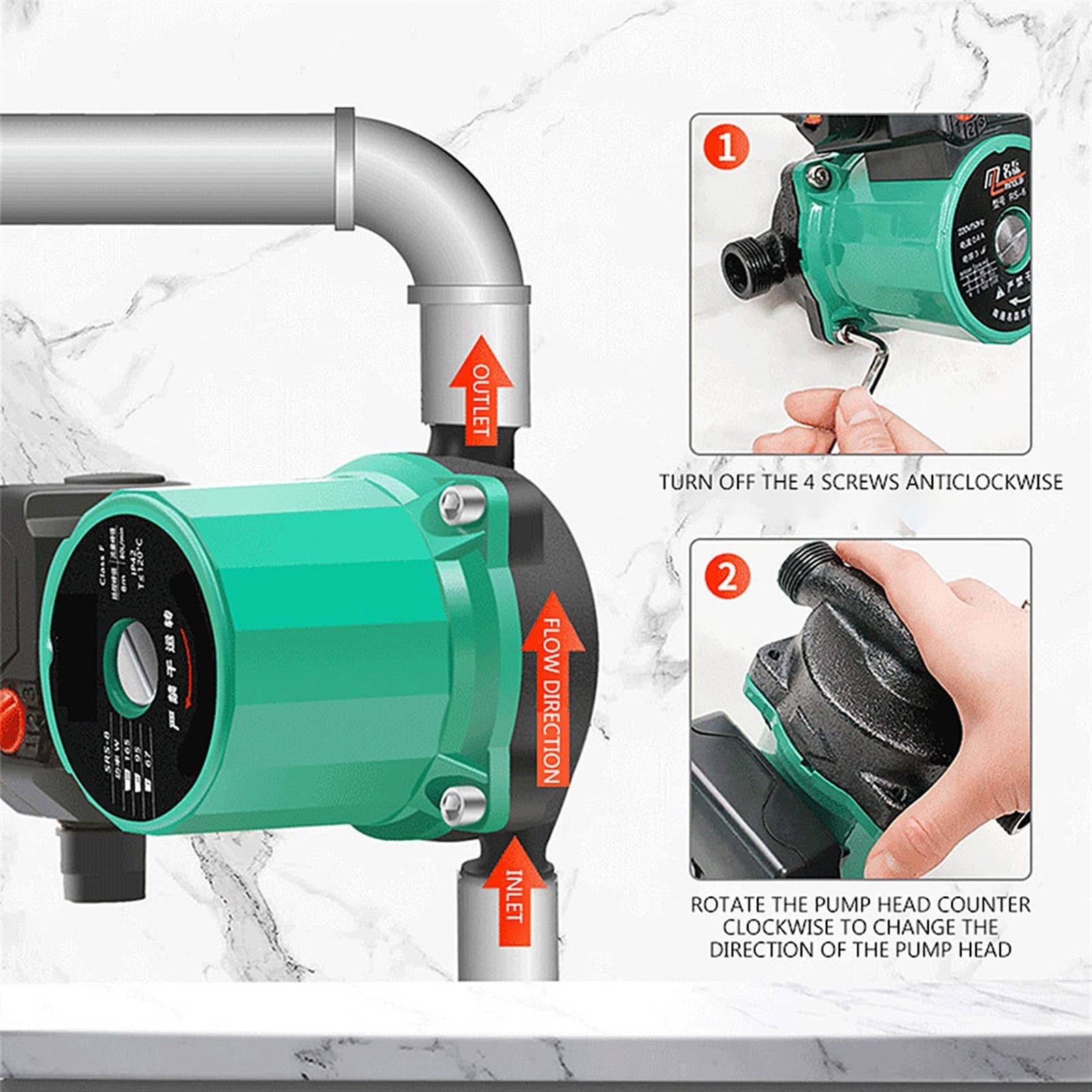 Piccola pompa sommergibile regolabile per uso domestico ultra-silenziosa 100W-320W piccola caldaia riscaldamento a pavimento pompa di circolazione pompa per condutture con motore in rame; tre