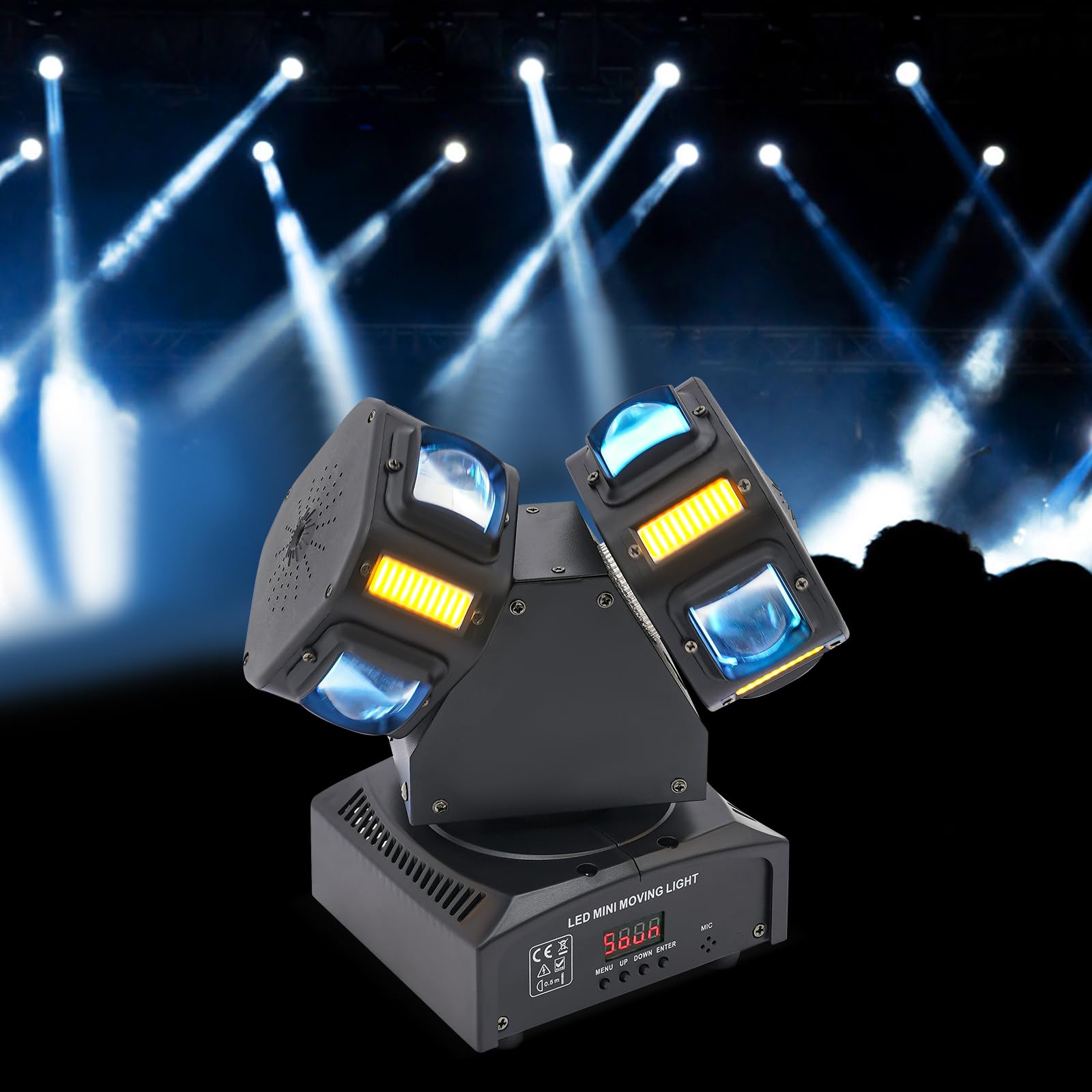 Luce da discoteca Moving Head LED Luce da palcoscenico 8 LED RGBW Luce Stroboscopica Perle ad alte prestazioni per Natale Club Disco Bar