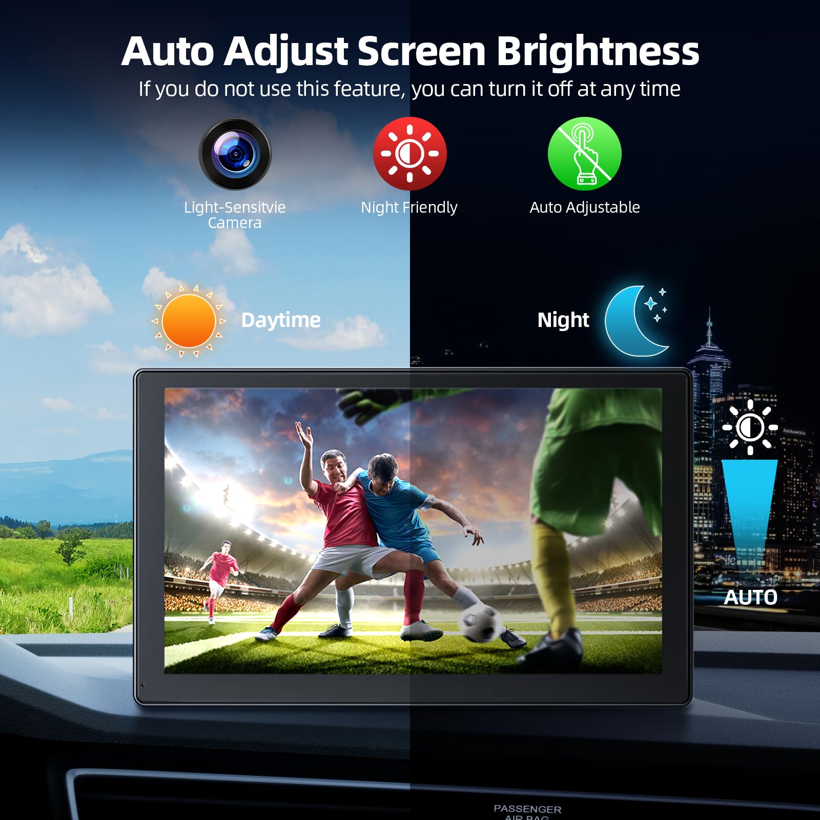 LAMTTO 9-calowy ekran CarPlay do samochodu dla A-pple CarPlay i Android Auto z przednią i tylną kamerą 4K + 1080P, radio samochodowe CarPlay z nawigacją/asistente de voz/lustrzanego ekranu/FM/64G TF