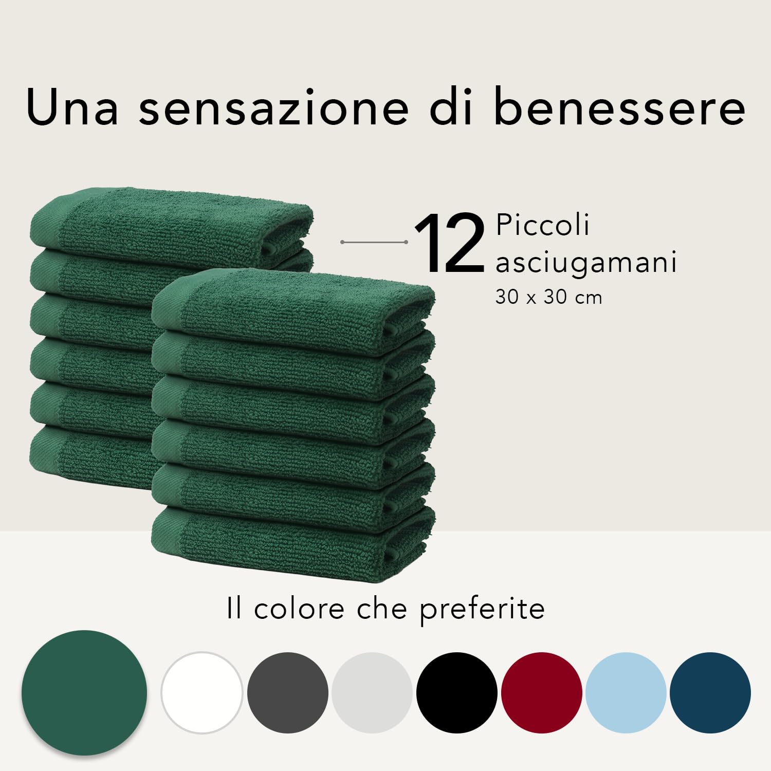 Set Di 12 Salviette In Cotone 30x30 Cm - Per Mani E Viso, Assorbenti E Morbide | Densit&agrave; 500 G/m&sup2;, Certificato Oeko-Tex | Blu Scuro