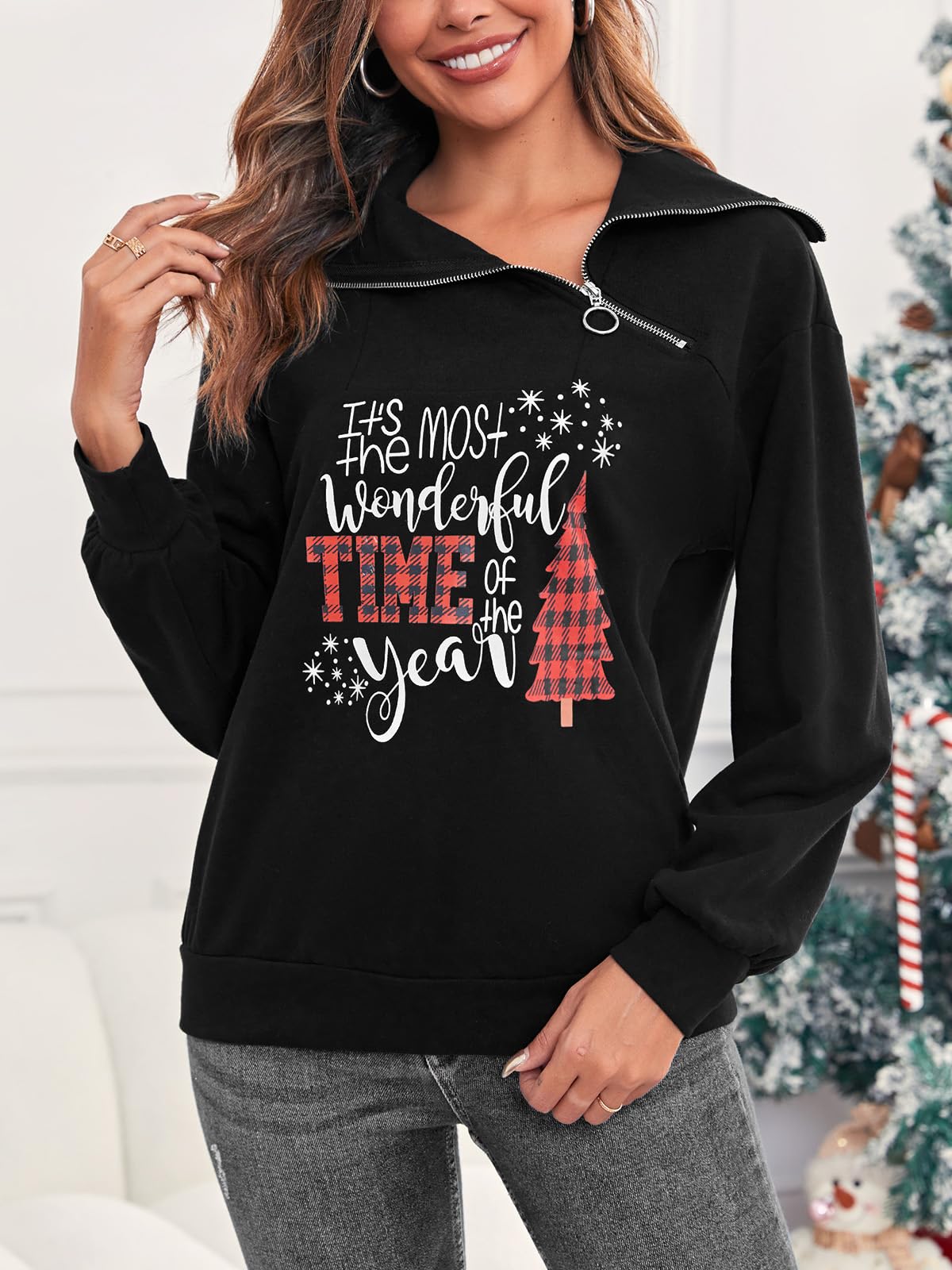 Sudadera con cremallera para mujer, cuello alto, manga larga, informal, holgada