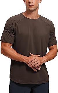 CRZ YOGA Texture Workout Shirts for Men - Lightweight Crewneck Running Athletic T-Shirts Short Sleeve Gym Tops