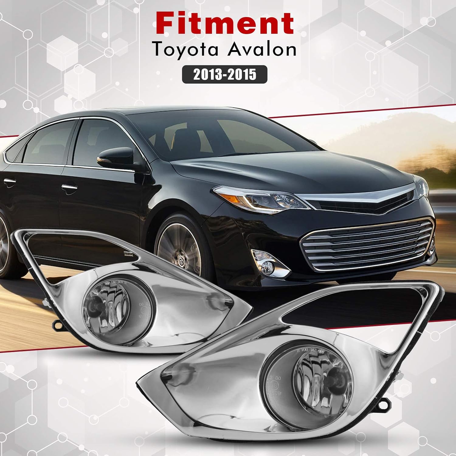 AUTOWIKI Fog Light Assembly for 2013-2015 Toyota Avalon With Clear Lens 2PCS OEM Replacement Driving Fog Lamps with Switch and Wiring Kit