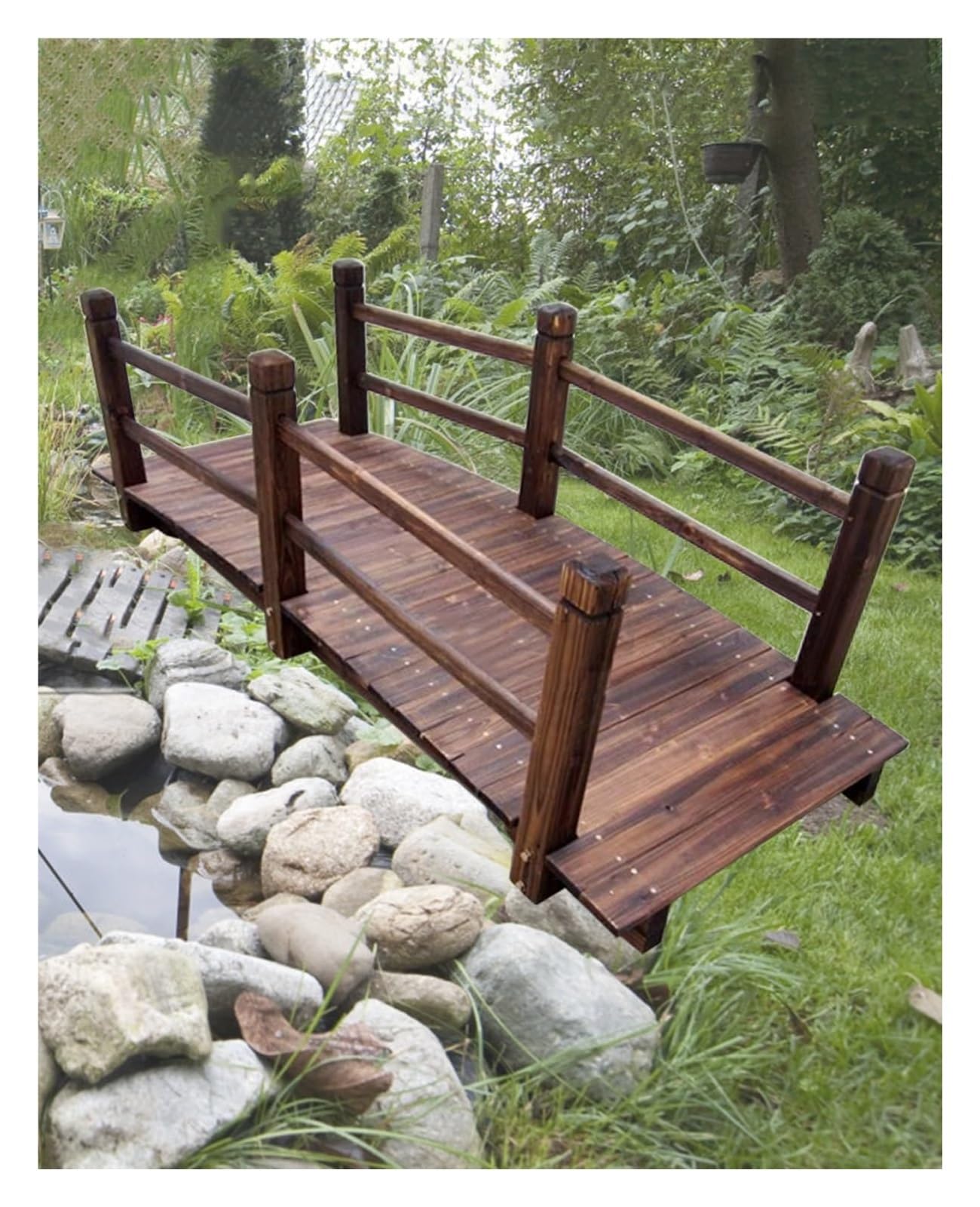 Wooden Garden Bridge, Wood Arc Footbridge, Small Garden Bridge to Walk On, Decorative Footbridge for Pathway Walkway, Backyard Pond Decoration(180cm (6ft))