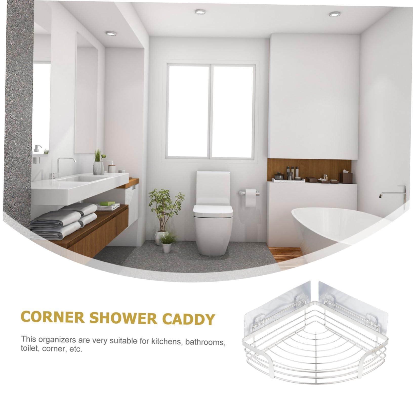 VALICLUD Estante de Ducha para Baño de Esquina 20 Cm Acero Inoxidable 304 sin Taladro Gancho Adhesivo Organizador de Pared para Almacenar Champú Gel Esponja