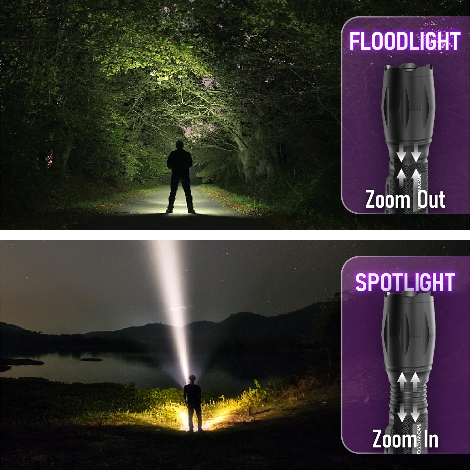 Linterna LED, linterna UV 2 en 1, luz ultravioleta Linternas LED de luz negra con iluminación de 500LM y 4 modos para ropa para mascotas
