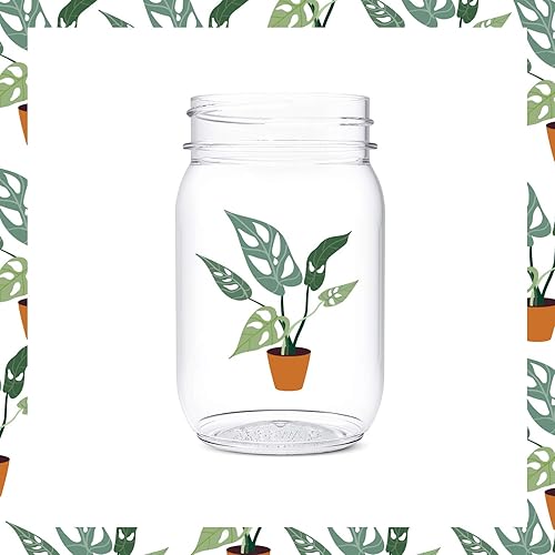 Miniatura 3 de TOSSWARE POP - Tarros de 16 onzas, juego de 6 piezas de plástico reciclable, irrompible y transparente, tarros Mason con impresión