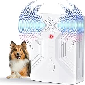 Anti Barking Device, Rechargeable Ultrasonic Dog Bark Deterrent Devices with 3 Modes, 50Ft Waterproof Barking Dog Deterrent Bark Box for Outdoor Indoor, Safe Sonic Dog Barking Silencer for Dog & Human