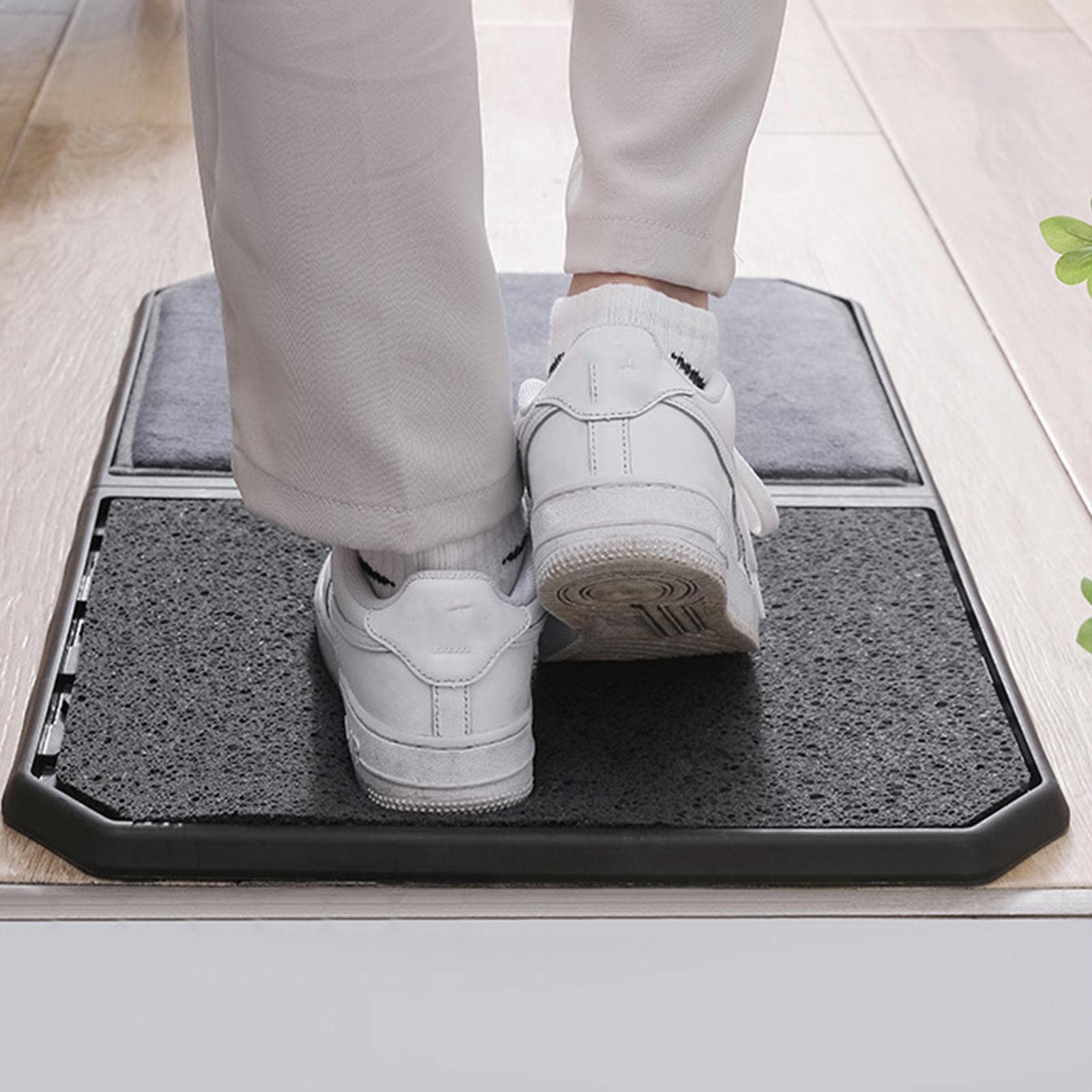 Paillasson universel – Base en caoutchouc robuste, poils doux, construction antidérapante, design portable et léger | Tapis de sol intérieur et extérieur, grattoir à chaussures de porte, bienvenue