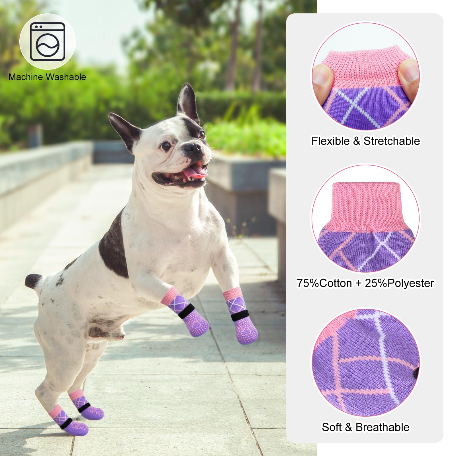 BEAUTYZOO Dog Socks for Prevent Licking Paws for Anti-Slip Wood Floors, Dog Boots for Hot/Cold Floors - Image 4
