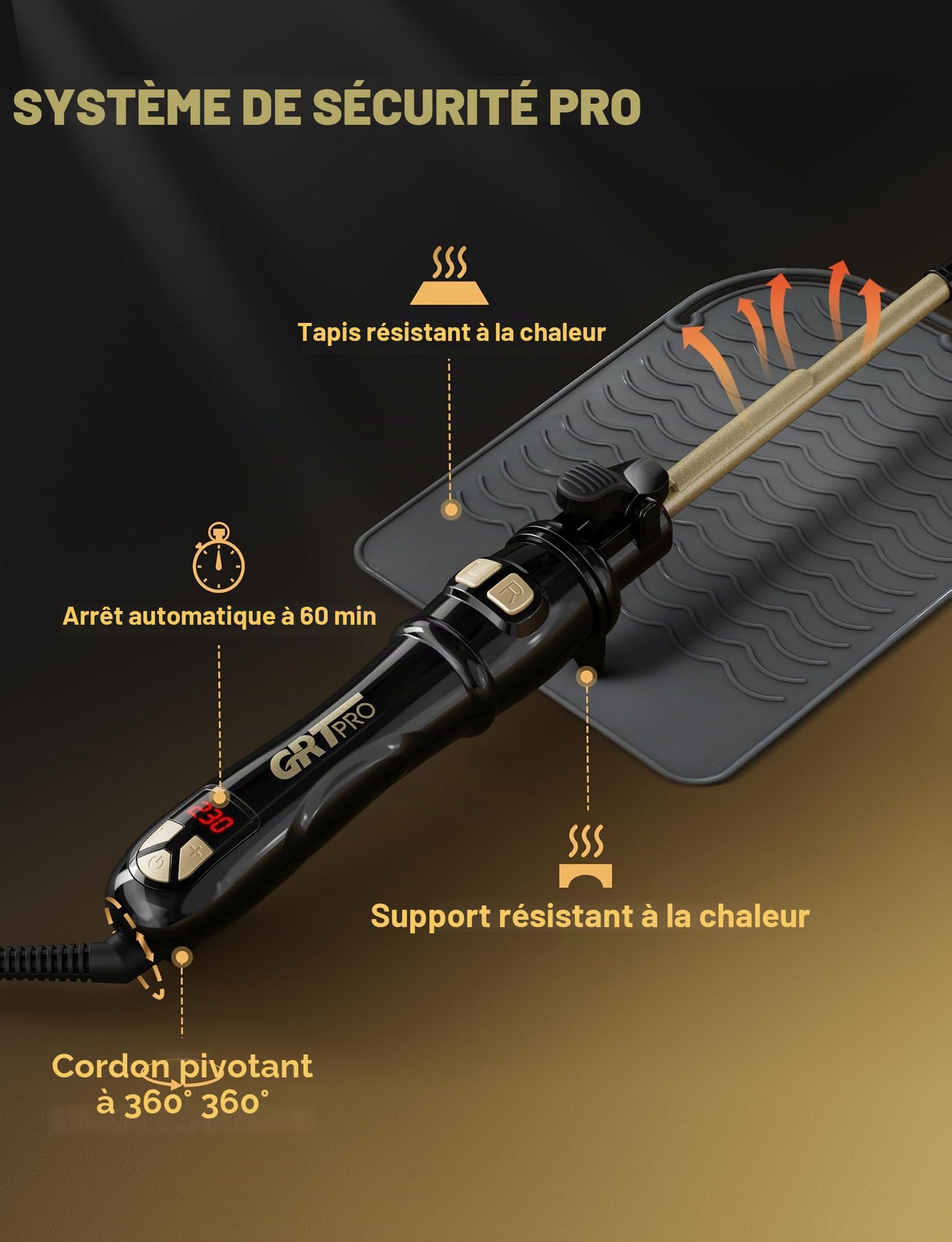 Boucleur À Cheveux Automatique 9mm - Fer À Boucler Automatique Pour Petites Boucles Avec 14 Niveaux De Chauffage (100-230 °C), Écran LED, Chauffage Rapide En 30 Secondes, Arrêt Automatique