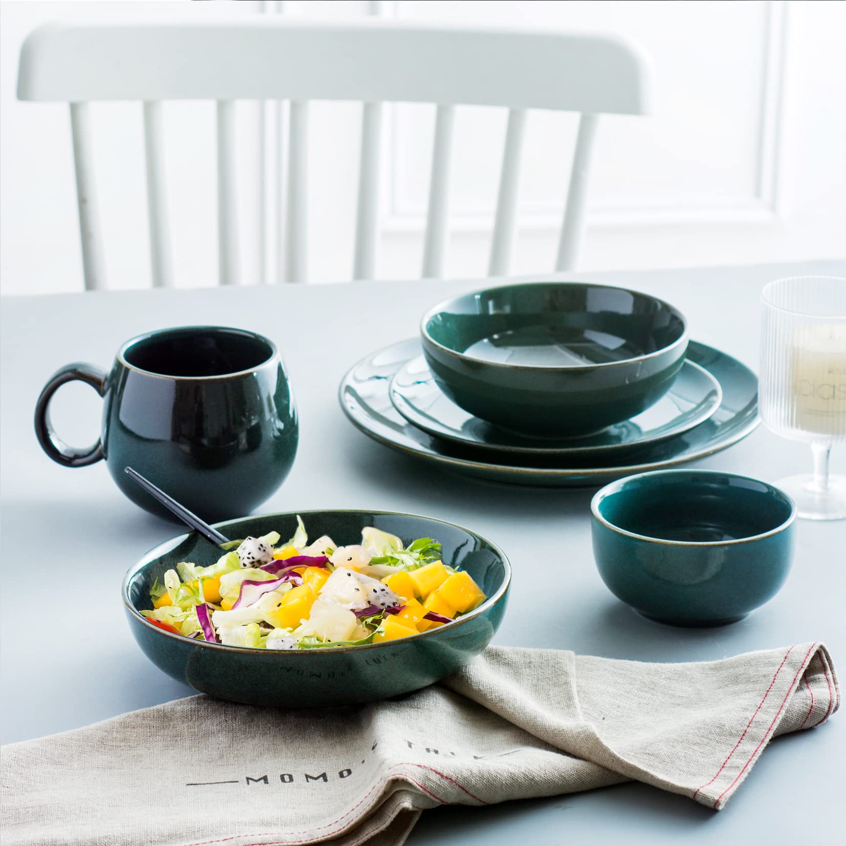 UNICASA Cuencos de Cereales de Porcelana, Cuencos de Pasta para Ensaladera de Mesa 4 Piezas, Cuencos y Tazones para Microondas de Desayuno